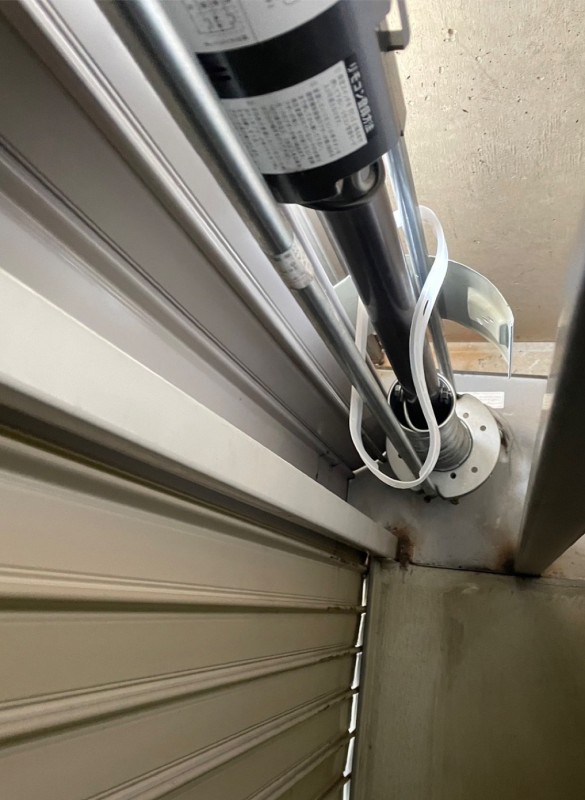 電動シャッター　バネ併用電動開閉機交換