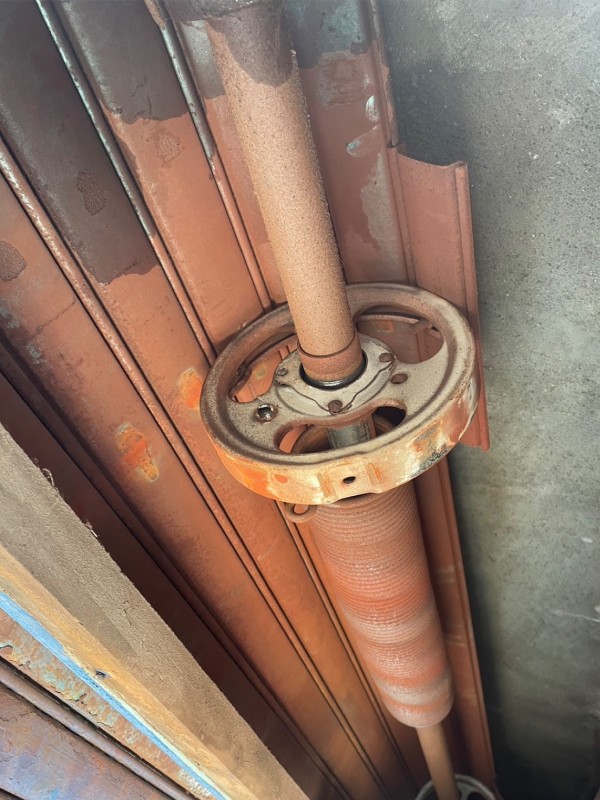 手動シャッター　シャフト修理