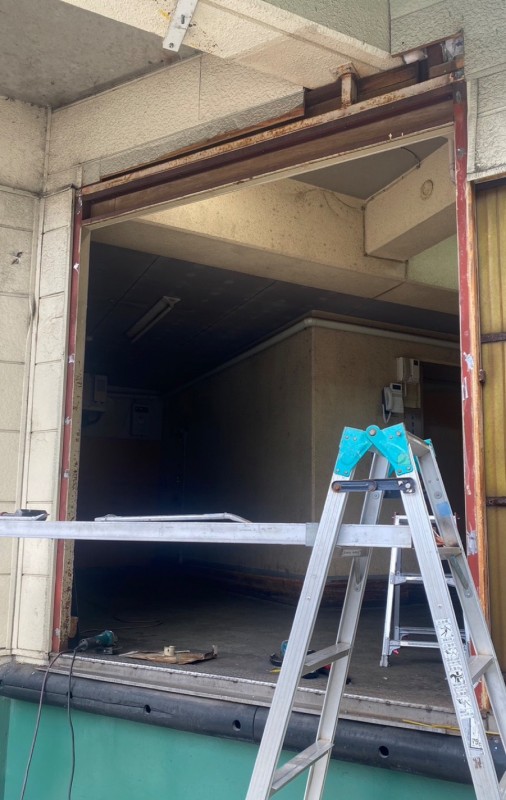 手動シャッター　交換工事