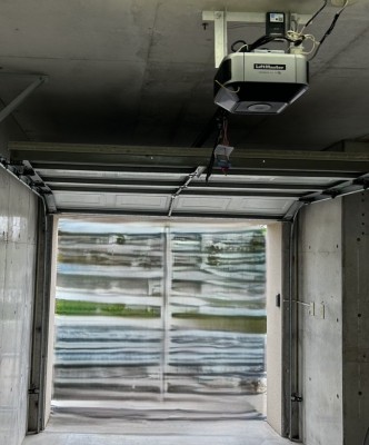 車庫　電動オーバードアシャッター　開閉機交換