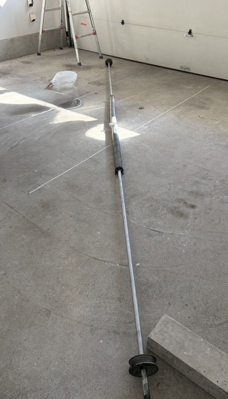 車庫　電動オーバードアシャッター　バネ断裂　バネ交換