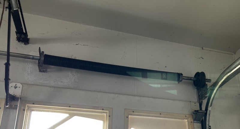 車庫　電動オーバードアシャッター　バネ交換